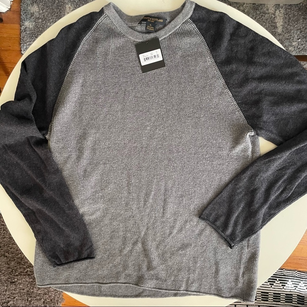 Stewart of Scotland Men’s Sweater Cotton Cashmere Size XL Waffle Knit New